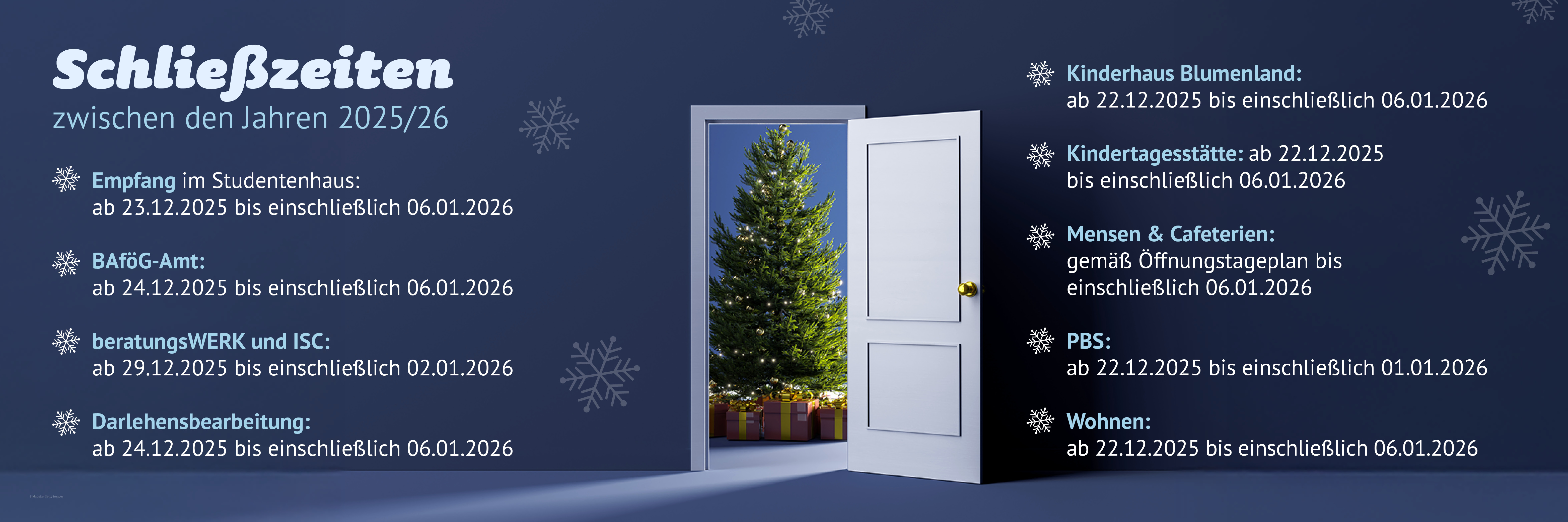 Banner Schließzeiten Abteilung 2025-26 Banner Schließzeiten Abteilung 2025-26